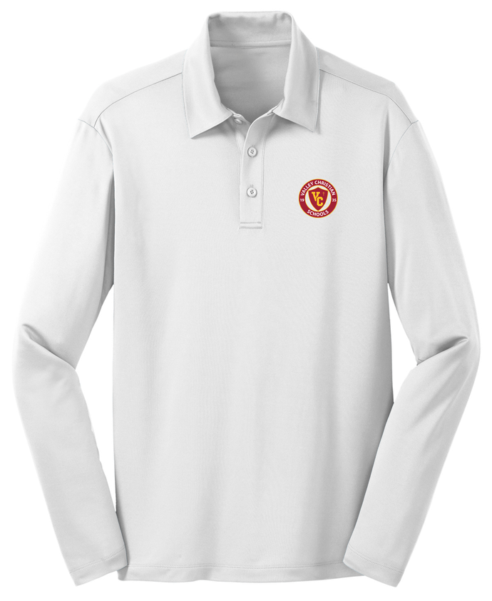 Basic Long Sleeve Knit Polo w/ Valley Christian Cerritos Fiberlok Logo