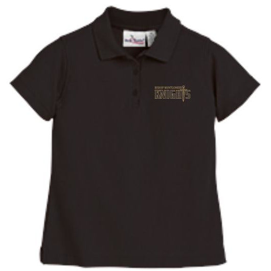 Women's Fitted Knit Polo w/Bishop Embroidered Logo Grades 9-12