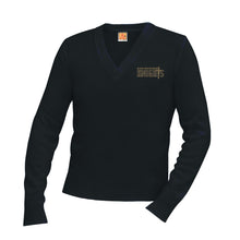 Load image into Gallery viewer, V-Neck Sweater w/Bishop Embroidered Logo Grades 9-12
