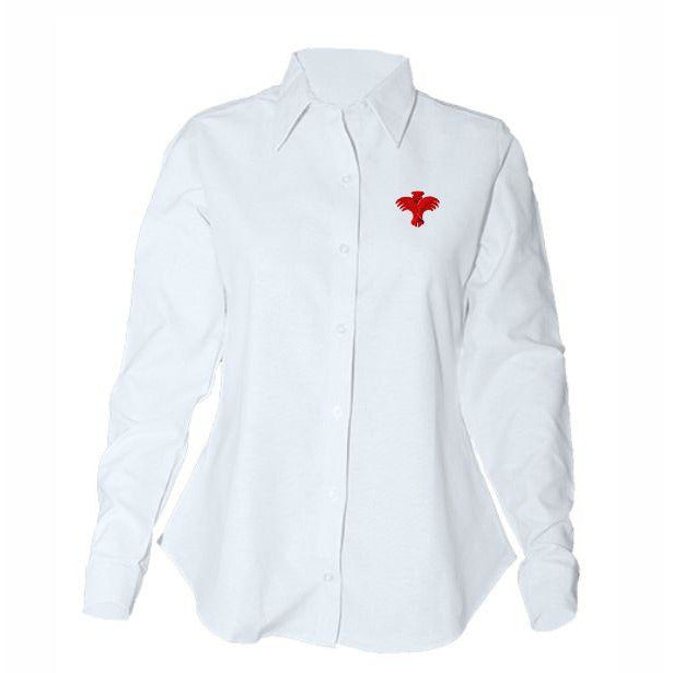 Women's Fitted Long Sleeve Oxford Shirt w/ Palm Valley logo