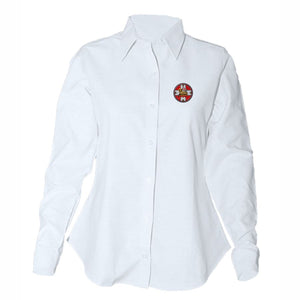 Women's Fitted Long Sleeve Oxford Shirt w/Holy Innocents logo (Grades 5-12)