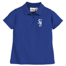 Load image into Gallery viewer, Girls Fitted Knit Polo w/ St. John the Baptist logo
