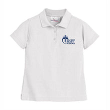 Load image into Gallery viewer, Girls Fitted Knit Polo w/Sacred Heart logo
