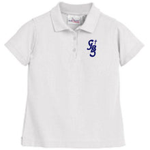 Load image into Gallery viewer, Girls Fitted Knit Polo w/ St. John the Baptist logo
