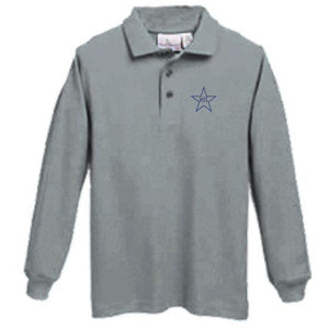 Long Sleeve Knit Polo w/Mary Star Elementary logo