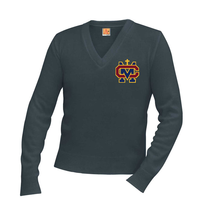V-Neck Sweater w/ Cantwell Sacred Heart Embroidered Logo Grades 9-12