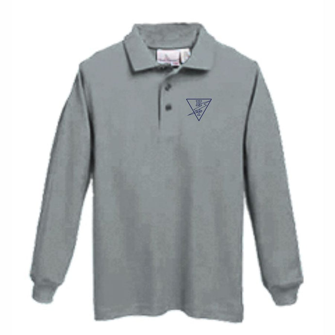 Long Sleeve Knit Polo w/ Holy Trinity Heatseal Logo Grades K-8