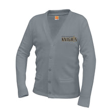 Load image into Gallery viewer, Cardigan sweater w/Bishop logo
