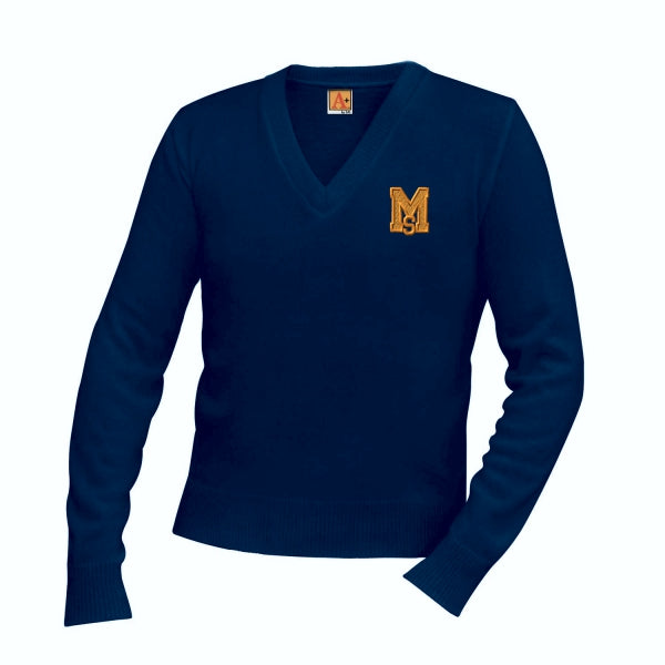 V-Neck Sweater w/ Mary Star High Embroidered Logo Mandatory For Mass Grades 9-12