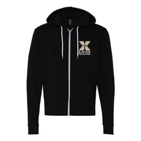 Xavier Canvas Zip Hooded Sweatshirt w/ Xavier Small Embroidered Logo Grades 9-12