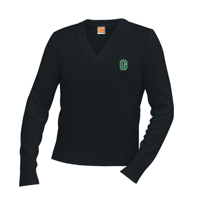 V-Neck Sweater w/Garces Embroidered Logo Grades 9-12