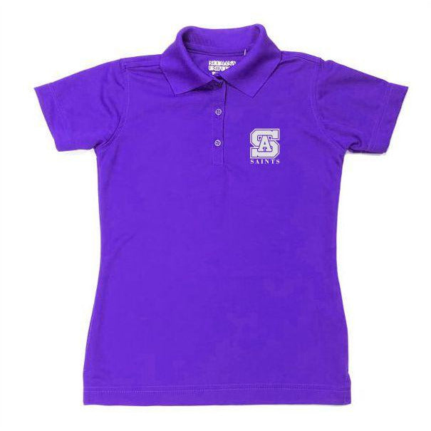 Girls Fitted Dri Fit Polo w St. Anthony High Heatseal Logo Grades 9 12