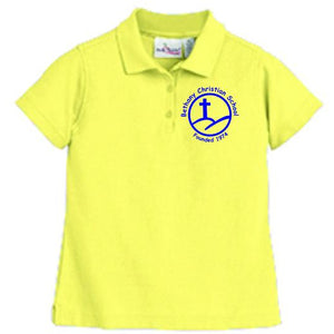 Girls Fitted Knit Polo w/Bethany logo