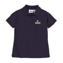 Load image into Gallery viewer, Girls Fitted Knit Polo w/ St. Margaret Mary logo
