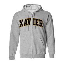 Load image into Gallery viewer, Zip Hooded Sweatshirt w/ Xavier Embroidered Tackle Twill Logo Grades 9-12
