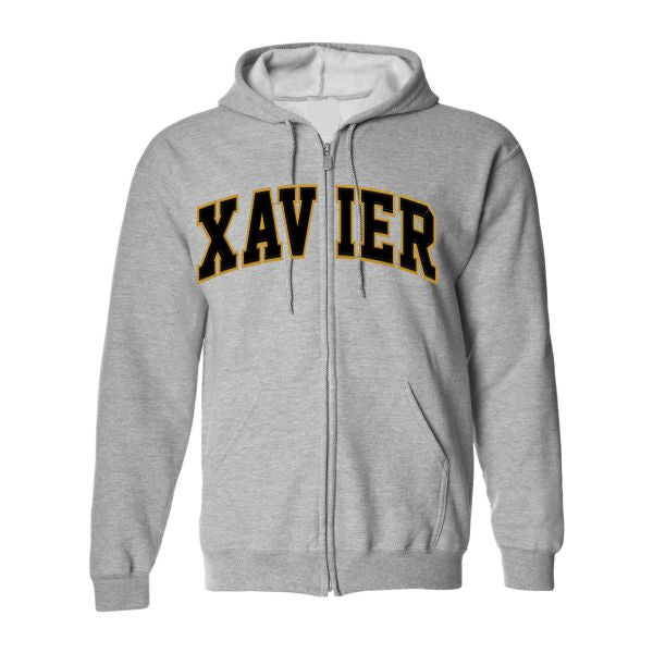 Zip Hooded Sweatshirt w/ Xavier Embroidered Tackle Twill Logo Grades 9-12