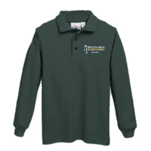 Long sleeve Knit Polo w/ South Bay Christian School embroidered logo