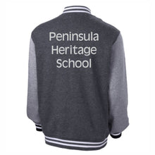 Load image into Gallery viewer, Varsity Letterman Style Jacket w/ Peninsula Heritage Embroidered Logo Grades 6-8 Only and Adults
