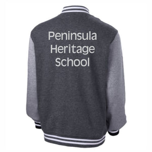 Varsity Letterman Style Jacket w/ Peninsula Heritage Embroidered Logo Grades 6-8 Only and Adults