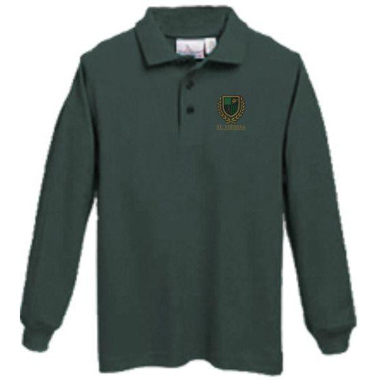 Long Sleeve Knit Polo w/ St. Theresa logo