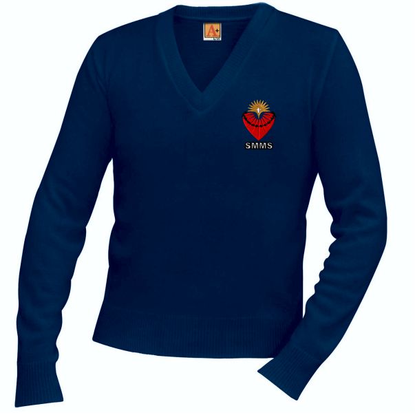 V-Neck Sweater w/ St. Margaret Mary Embroidered Logo Mandatory for Mass Grades TK-8