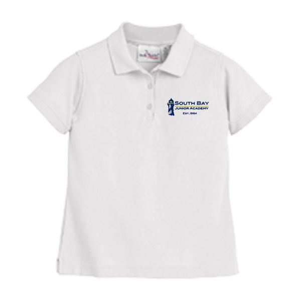 Girls Fitted Knit Polo w/ South Bay Christian School embroidered logo