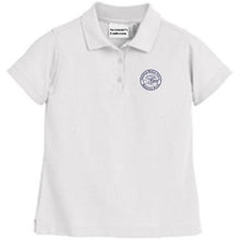 Load image into Gallery viewer, Girls Fitted Knit Polo w/American Martyrs logo
