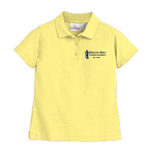 Girls Fitted Knit Polo w/ South Bay Christian School embroidered logo